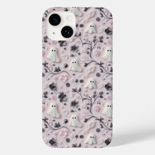 Schattigee Little Ghost Floral 3D-telefoonhoesje Case-Mate iPhone Case (Achterkant)