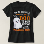 Schattigee Little Ghost Halloween zwangerschapsaan T-shirt (Design voorkant)
