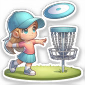 Schattigee Little Girl Disc Golf Cartoon Sticker (Voorkant)