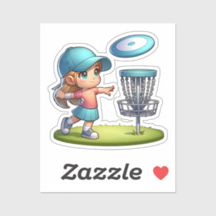 Schattigee Little Girl Disc Golf Cartoon Sticker