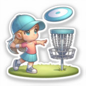 Schattigee Little Girl Disc Golf Cartoon Sticker (Voorkant)