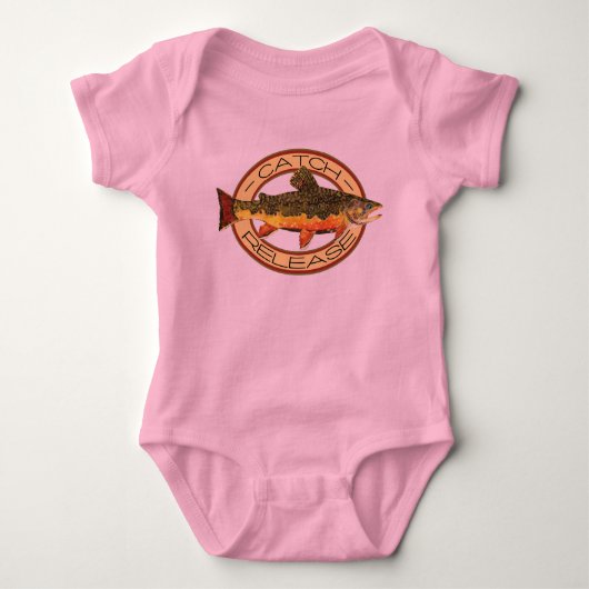 Schattigee Little Girl's Pink Brook Trout Gevist Romper (Voorkant)