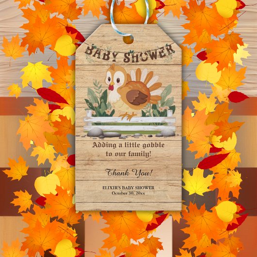 Schattigee Little Gobble Turkije Baby shower Cadeaulabel