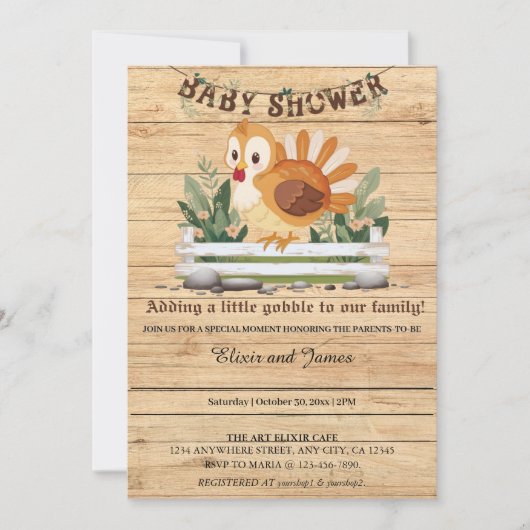 Schattigee Little Gobble Turkije Baby shower Kaart (Voorkant)