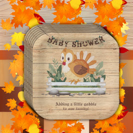 Schattigee Little Gobble Turkije Baby shower Papieren Bordje