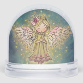 Schattigee Little Golden Angel Art beroemd gemaakt Sneeuwbol (Achterkant)