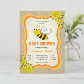Schattigee Little Honey Bee Baby shower Invitation Kaart (Staand voorkant)