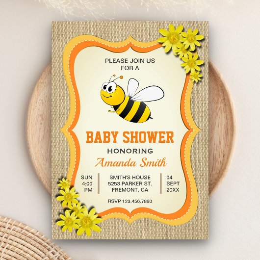 Schattigee Little Honey Bee Baby shower Invitation Kaart
