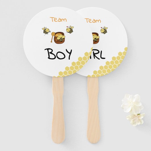 Schattigee Little Honeybee & Sweet Honey Genderont Handwaaier (Voorkant en achterkant)