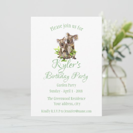 Schattigee Little Koala Beer Australian Animal Bir Kaart (Staand voorkant)