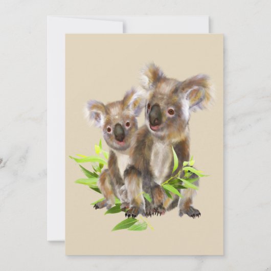 Schattigee Little Koala Beer Australian Animal Bir Kaart (Achterkant)