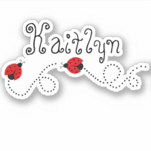 Schattigee Little Lady Bugs   gepersonaliseerd vin Sticker