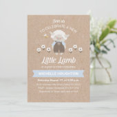 Schattigee Little Lamb Rustic Baby Boy Shower Uitn Kaart (Staand voorkant)