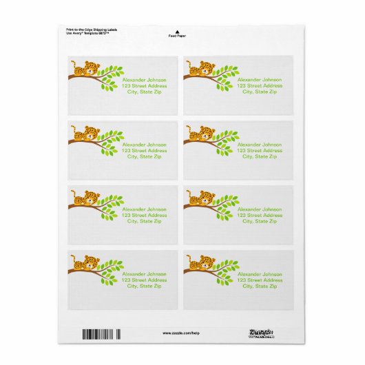 Schattigee Little Leopard Verzendlabels Etiket (Full Sheet)