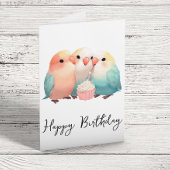 Schattigee Little Lovebirds Verjaardag Cupcake Kaart