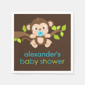 Schattigee Little Monkey Boy Baby shower Papieren Servetten (Voorkant)