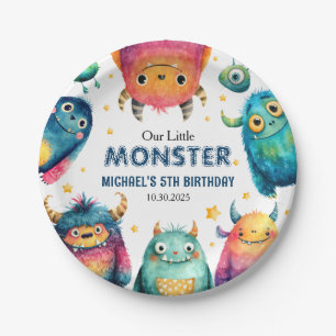 Schattigee Little Monster Cartoon Kinderen verjaar Papieren Bordje