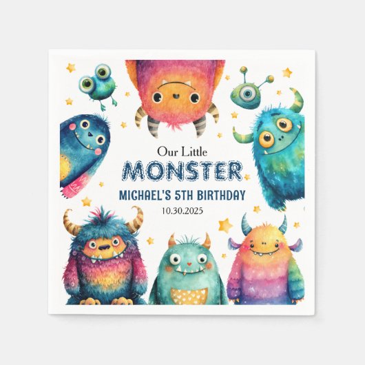 Schattigee Little Monster Cartoon Kinderen verjaar Servet (Voorkant)