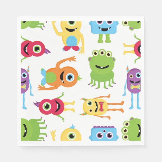Schattigee Little Monsters Party Pattern Servet (Voorkant)