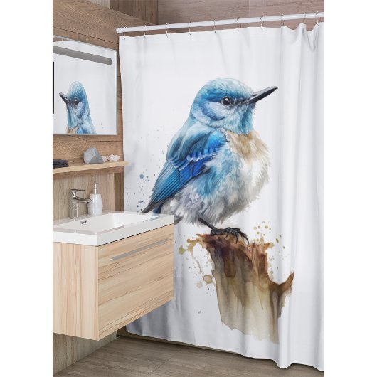 Schattigee Little Mountain Bluebird Waterverf Douchegordijn