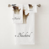 Schattigee Little Mountain Bluebird Waterverf, op  Bad Handdoek (Insitu)