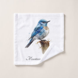 Schattigee Little Mountain Bluebird Waterverf, op  Bad Handdoek