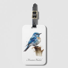 Schattigee Little Mountain Bluebird Waterverf, op  Bagagelabel