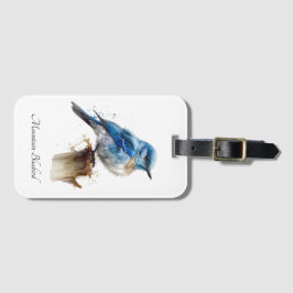 Schattigee Little Mountain Bluebird Waterverf, op  Bagagelabel