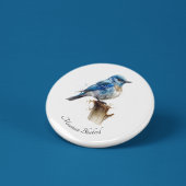 Schattigee Little Mountain Bluebird Waterverf, op  Button Flesopener