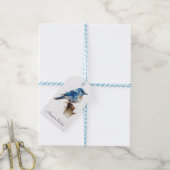 Schattigee Little Mountain Bluebird Waterverf, op  Cadeaulabel (Met Touw)