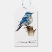Schattigee Little Mountain Bluebird Waterverf, op  Cadeaulabel (Voorkant)