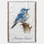 Schattigee Little Mountain Bluebird Waterverf, op  Deken (Voorkant Verticaal)