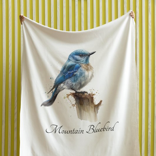 Schattigee Little Mountain Bluebird Waterverf, op  Fleece Deken