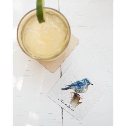 Schattigee Little Mountain Bluebird Waterverf, op Glazen Onderzetter