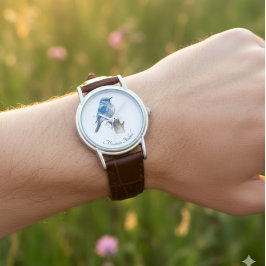 Schattigee Little Mountain Bluebird Waterverf, op  Horloge