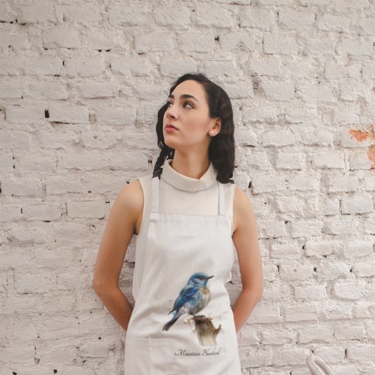 Schattigee Little Mountain Bluebird Waterverf, op  Lang Schort