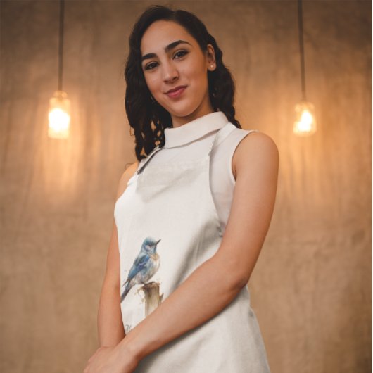 Schattigee Little Mountain Bluebird Waterverf, op  Lang Schort