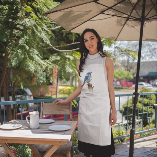 Schattigee Little Mountain Bluebird Waterverf, op  Lang Schort