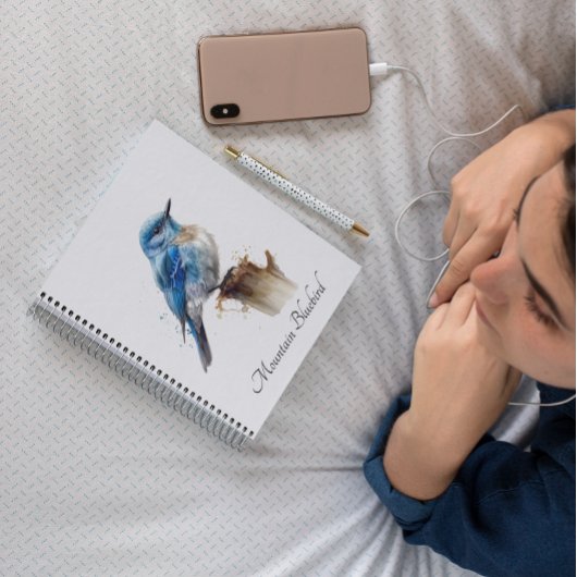 Schattigee Little Mountain Bluebird Waterverf, op  Notitieboek