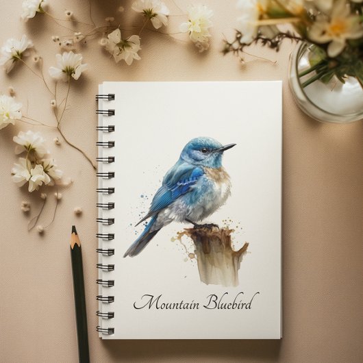 Schattigee Little Mountain Bluebird Waterverf, op  Notitieboek