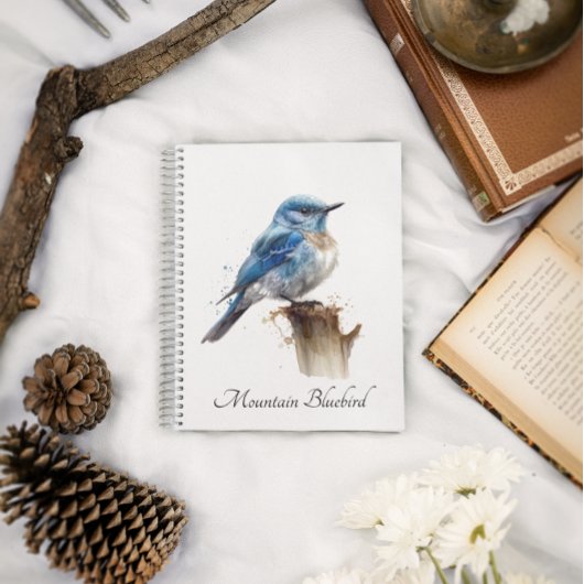 Schattigee Little Mountain Bluebird Waterverf, op  Notitieboek