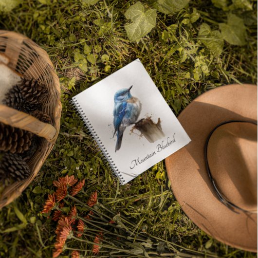 Schattigee Little Mountain Bluebird Waterverf, op  Notitieboek