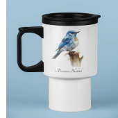Schattigee Little Mountain Bluebird Waterverf, op  Reisbeker