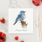 Schattigee Little Mountain Bluebird Waterverf, op  Servet (Insitu)