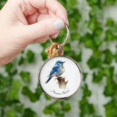 Schattigee Little Mountain Bluebird Waterverf, op  Sleutelhanger (Hand)