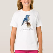 Schattigee Little Mountain Bluebird Waterverf, op  T-shirt (Voorkant)
