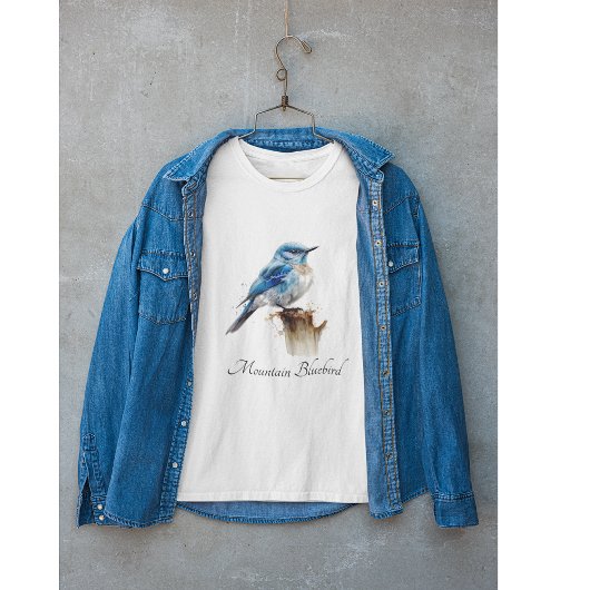 Schattigee Little Mountain Bluebird Waterverf, op T-shirt