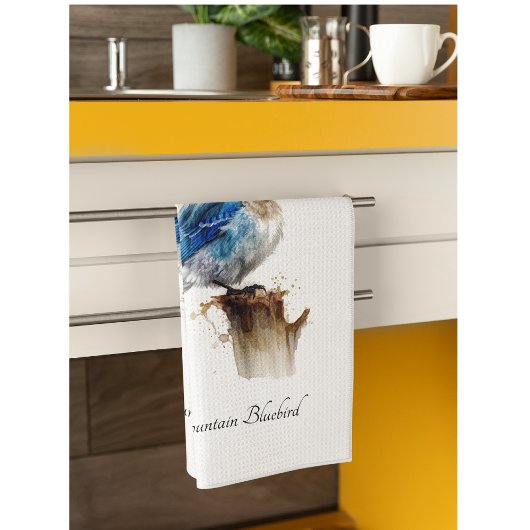 Schattigee Little Mountain Bluebird Waterverf, op  Theedoek