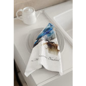 Schattigee Little Mountain Bluebird Waterverf, op  Theedoek