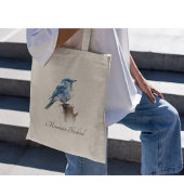 Schattigee Little Mountain Bluebird Waterverf, op  Tote Bag